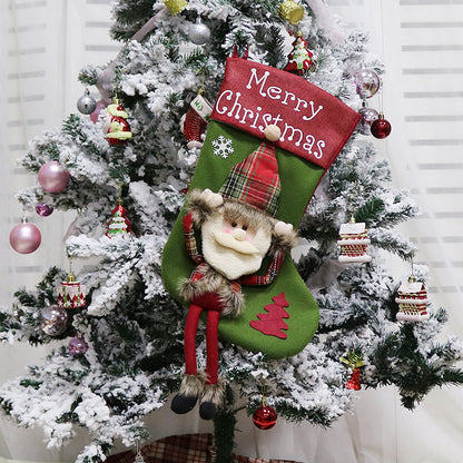 2024 New Year Christmas 3D Plush Stockings Set – Big Sock Tree Pendants & Festive Decorating Supplies