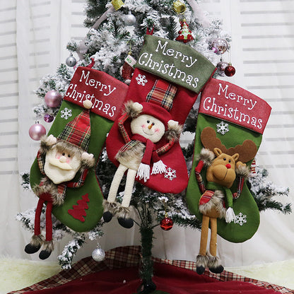 2024 New Year Christmas 3D Plush Stockings Set – Big Sock Tree Pendants & Festive Decorating Supplies