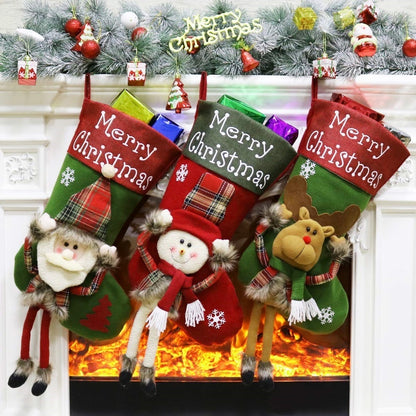 2024 New Year Christmas 3D Plush Stockings Set – Big Sock Tree Pendants & Festive Decorating Supplies