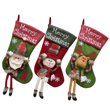 2024 New Year Christmas 3D Plush Stockings Set – Big Sock Tree Pendants & Festive Decorating Supplies